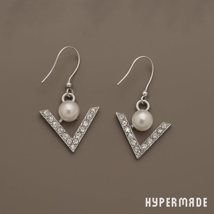 Elegante Damen-Ohrringe in Silber-Optik mit Strass und Perle