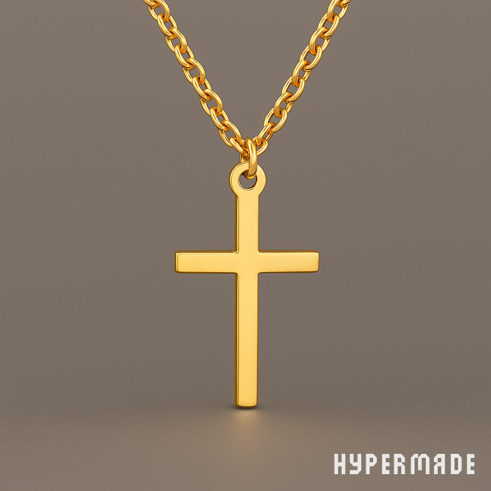 Kreuz Halskette – Edelstahllegierung, goldfarben