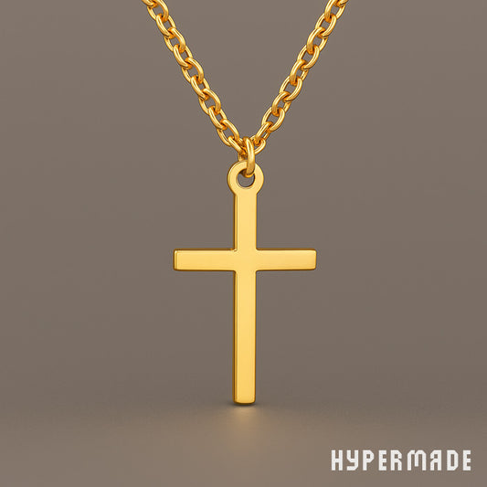 Kreuz Halskette – Edelstahllegierung, goldfarben