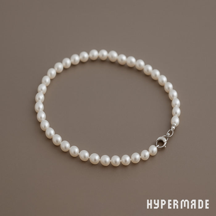 Perlenkette aus echten Süßwasserzuchtperlen – klassisches Collier in ovaler Form