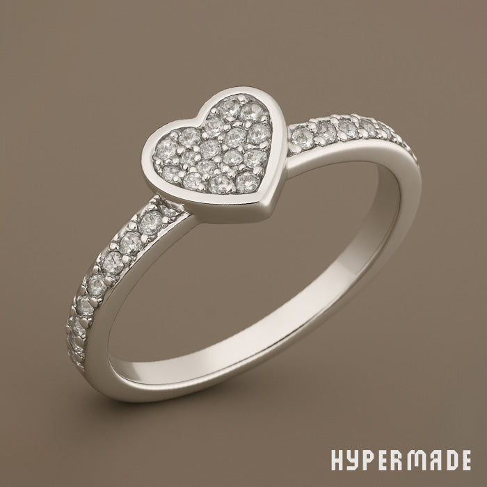 Versilberter Ring mit Herz aus Zirkonia