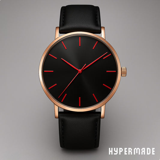 Luxus Herren Armbanduhr – Quarz, Edelstahlgehäuse, Lederarmband