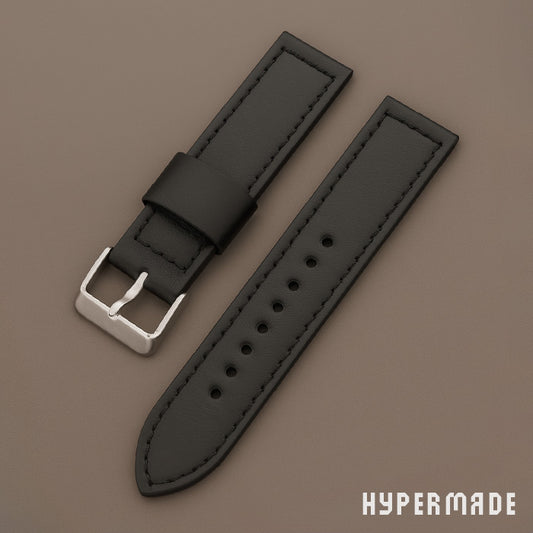 Universelles Lederarmband für Armbanduhren – Ersatzschnalle 24 mm, schwarz